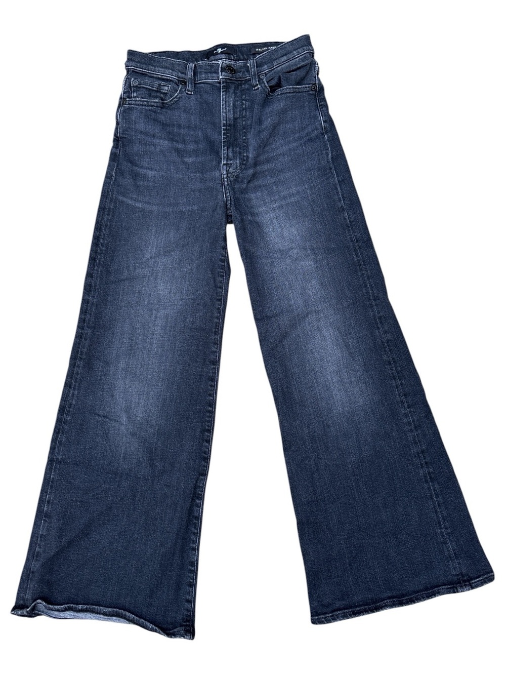 7 For All Mankind Italian Fabric Wide Leg High Rise Jeans Wash Dark Size 25